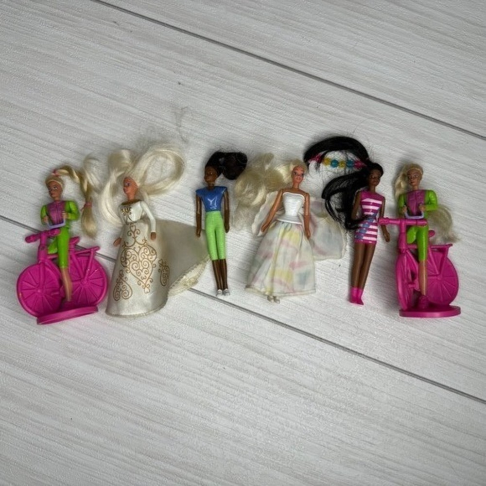 Vintage 90s Barbiecore McDonalds Happy Meal Toy Lot Mattel Mini Dolls Nostalgia
